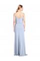 Bleu ciel clair Fourreau Col Haut Crêpe Stretch Longue Formelles Robes demoiselle d'honneur / Robes de soirée / Robes de bal à Bas Prix