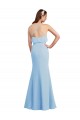 Bleu ciel clair Sirène Bretelles spaghetti Col V Mousseline Longue Robes demoiselle d'honneur à Bas Prix