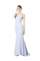 Bleu ciel clair Sirène Bretelles spaghetti Crêpe Stretch Longue Formelles Robes demoiselle d'honneur / Robes de soirée / Robes de bal à Bas Prix