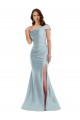 Bleu ciel clair Sirène Satiné Soyeux Longue Formelles Robes demoiselle d'honneur / Robes de soirée / Robes de bal à Bas Prix