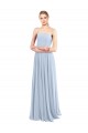 Bleu ciel clair Trapèze Bretelles spaghetti Col Carré Mousseline Longue Robes demoiselle d'honneur à Bas Prix