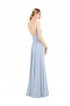 Bleu ciel clair Trapèze Bretelles spaghetti Col Carré Mousseline Longue Robes demoiselle d'honneur à Bas Prix