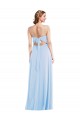 Bleu ciel clair Trapèze Bretelles spaghetti Col V Mousseline Longue Formelles Robes demoiselle d'honneur / Robes de soirée à Bas Prix