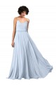 Bleu ciel clair Trapèze Bretelles spaghetti Col V Mousseline Longue Robes demoiselle d'honneur à Bas Prix