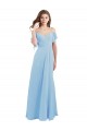 Bleu ciel clair Trapèze Bretelles spaghetti Mousseline Longue Robes demoiselle d'honneur à Bas Prix