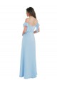 Bleu ciel clair Trapèze Bretelles spaghetti Mousseline Longue Robes demoiselle d'honneur à Bas Prix