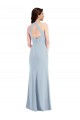 Bleu ciel clair Trapèze Licou Col V Crêpe Stretch Longue Formelles Robes demoiselle d'honneur / Robes de soirée / Robes de bal à Bas Prix
