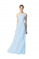 Bleu ciel clair Trapèze Mousseline Longue Robes demoiselle d'honneur à Bas Prix