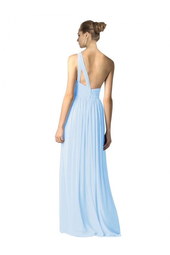 Bleu ciel clair Trapèze Mousseline Longue Robes demoiselle d'honneur à Bas Prix