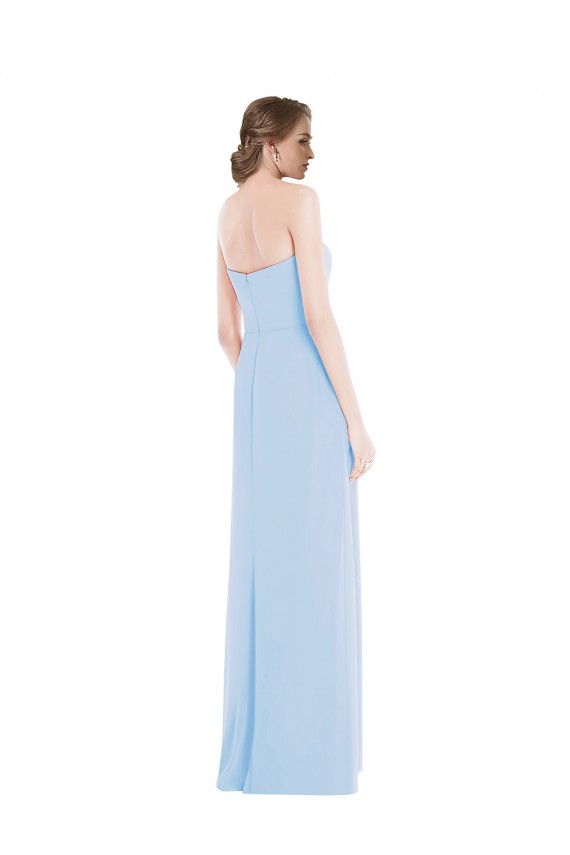 Bleu ciel clair Trapèze Mousseline Longue Robes demoiselle d'honneur à Bas Prix