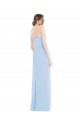 Bleu ciel clair Trapèze Mousseline Longue Robes demoiselle d'honneur à Bas Prix