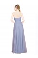 Bleu ciel clair Trapèze Sans bretelle Tulle Longue Robes demoiselle d'honneur à Bas Prix
