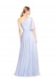 Bleu ciel clair Trapèze Tulle Longue Robes demoiselle d'honneur à Bas Prix