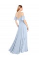 Bleu ciel clair Trapèze Épaule Dénudée Col Carré Mousseline Longue Robes demoiselle d'honneur à Bas Prix
