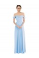 Bleu ciel clair Trapèze Épaule Dénudée Mousseline Longue Formelles Robes demoiselle d'honneur / Robes de soirée à Bas Prix