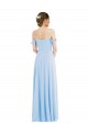 Bleu ciel clair Trapèze Épaule Dénudée Mousseline Longue Formelles Robes demoiselle d'honneur / Robes de soirée à Bas Prix