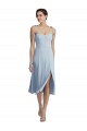 Bleu ciel clair Trapèze midi Crêpe Stretch Courte Robes demoiselle d'honneur / Robes de bal / Robes de cocktail à Bas Prix
