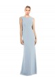 Bleu ciel clair Trompette Bateau Crêpe Stretch Longue Robes demoiselle d'honneur / Robes de bal à Bas Prix