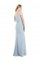 Bleu ciel clair Trompette Bateau Crêpe Stretch Longue Robes demoiselle d'honneur / Robes de bal à Bas Prix