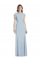 Bleu ciel clair Trompette Bateau Crêpe Stretch Longue Robes demoiselle d'honneur / Robes de bal à Bas Prix