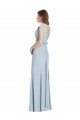 Bleu ciel clair Trompette Bateau Crêpe Stretch Longue Robes demoiselle d'honneur / Robes de bal à Bas Prix