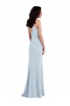 Bleu ciel clair Trompette Bretelles spaghetti Col V Crêpe Stretch Longue Robes demoiselle d'honneur / Robes de bal à Bas Prix