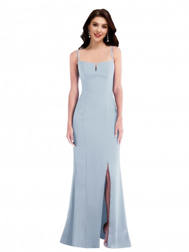 Bleu ciel clair Trompette Bretelles spaghetti Crêpe Stretch Longue Formelles Robes demoiselle d'honneur / Robes de soirée / Robes de bal à Bas Prix