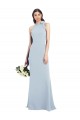 Bleu ciel clair Trompette Col Bateau Col Haut Licou Crêpe Stretch Longue Robes demoiselle d'honneur / Robes de bal à Bas Prix