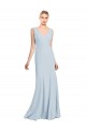 Bleu ciel clair Trompette Col V Crêpe Stretch Longue Robes demoiselle d'honneur / Robes de bal à Bas Prix