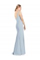 Bleu ciel clair Trompette Col V Crêpe Stretch Longue Robes demoiselle d'honneur / Robes de bal à Bas Prix