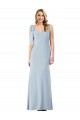 Bleu ciel clair Trompette Col V Crêpe Stretch Longue Robes demoiselle d'honneur / Robes de bal à Bas Prix