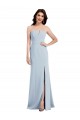 Bleu ciel clair Trompette Col V Sans bretelle Crêpe Stretch Longue Robes demoiselle d'honneur / Robes de bal à Bas Prix