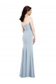 Bleu ciel clair Trompette Col V Sans bretelle Crêpe Stretch Longue Robes demoiselle d'honneur / Robes de bal à Bas Prix