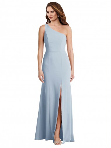 Bleu ciel clair Trompette Crêpe Stretch Longue Formelles Robes demoiselle d'honneur / Robes de soirée / Robes de bal à Bas Prix