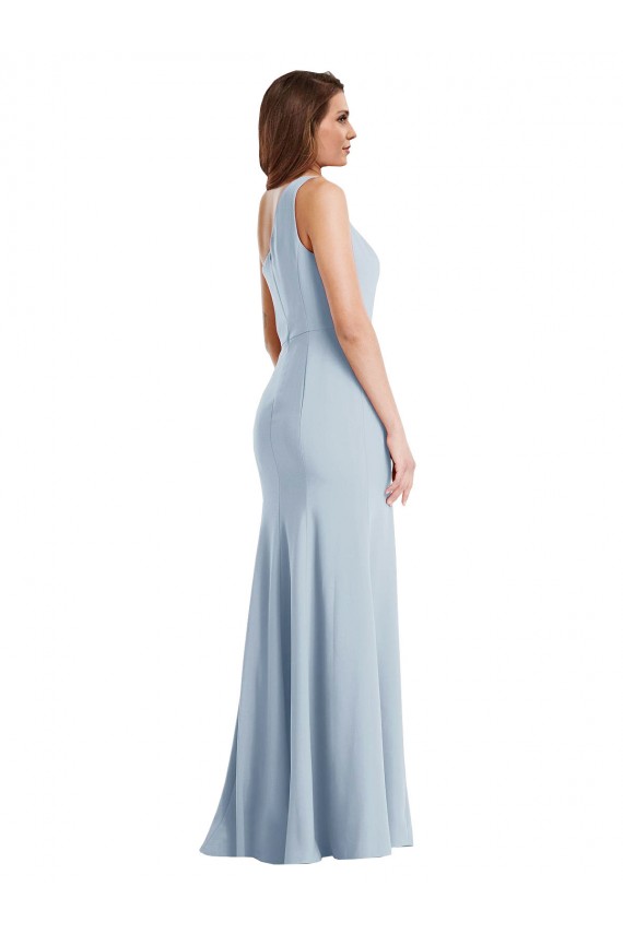 Bleu ciel clair Trompette Crêpe Stretch Longue Formelles Robes demoiselle d'honneur / Robes de soirée / Robes de bal à Bas Prix