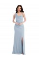 Bleu ciel clair Trompette Crêpe Stretch Longue Robes demoiselle d'honneur / Robes de bal à Bas Prix