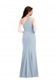 Bleu ciel clair Trompette Crêpe Stretch Longue Robes demoiselle d'honneur / Robes de bal à Bas Prix