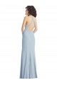 Bleu ciel clair Trompette Licou Col Haut Crêpe Stretch Longue Formelles Robes demoiselle d'honneur / Robes de soirée / Robes de bal à Bas Prix