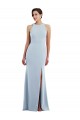 Bleu ciel clair Trompette Licou Col bijou Crêpe Stretch Longue Formelles Robes demoiselle d'honneur / Robes de soirée / Robes de bal à Bas Prix