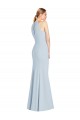 Bleu ciel clair Trompette Licou Crêpe Stretch Longue Robes demoiselle d'honneur / Robes de bal à Bas Prix