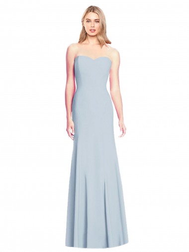 Bleu ciel clair Trompette Sans bretelle Crêpe Stretch Longue Robes demoiselle d'honneur / Robes de bal à Bas Prix