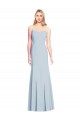 Bleu ciel clair Trompette Sans bretelle Crêpe Stretch Longue Robes demoiselle d'honneur / Robes de bal à Bas Prix