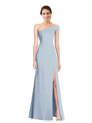 Bleu ciel clair Trompette Épaule Dénudée Crêpe Stretch Longue Formelles Robes demoiselle d'honneur / Robes de soirée / Robes de bal à Bas Prix