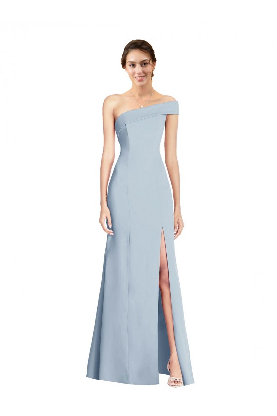 Bleu ciel clair Trompette Épaule Dénudée Crêpe Stretch Longue Formelles Robes demoiselle d'honneur / Robes de soirée / Robes de bal à Bas Prix