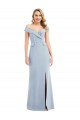 Bleu ciel clair Trompette Épaule Dénudée Crêpe Stretch Longue Robes demoiselle d'honneur / Robes de bal à Bas Prix