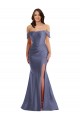 Bleu français Sirène Épaule Dénudée Satiné Soyeux Longue Formelles Robes demoiselle d'honneur / Robes de soirée / Robes de bal à Bas Prix