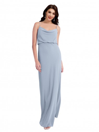 Bleu fumée Fourreau Bretelles spaghetti Crêpe Stretch Longue Formelles Robes demoiselle d'honneur / Robes de soirée / Robes de bal à Bas Prix