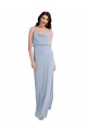 Bleu fumée Fourreau Bretelles spaghetti Crêpe Stretch Longue Formelles Robes demoiselle d'honneur / Robes de soirée / Robes de bal à Bas Prix