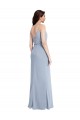 Bleu fumée Fourreau Bretelles spaghetti Crêpe Stretch Longue Formelles Robes demoiselle d'honneur / Robes de soirée / Robes de bal à Bas Prix