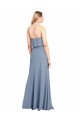 Bleu fumée Fourreau Col Haut Crêpe Stretch Longue Formelles Robes demoiselle d'honneur / Robes de soirée / Robes de bal à Bas Prix